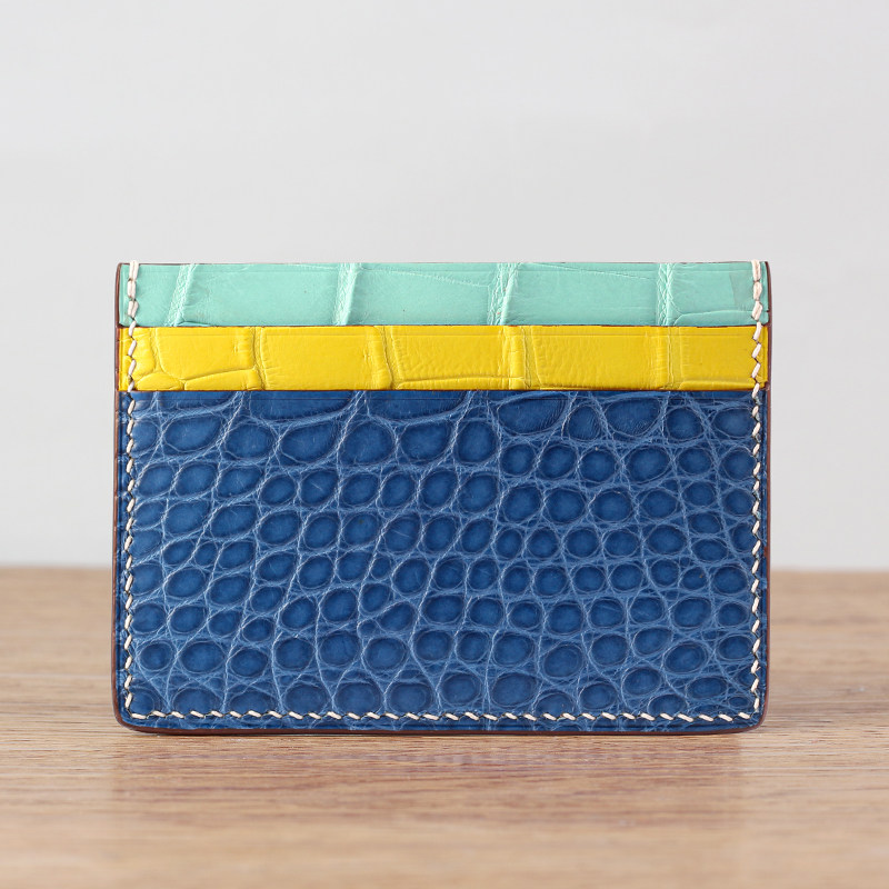 h家手工鳄鱼皮卡包女式超薄卡夹小巧 大容量多卡位真皮卡包潮高档