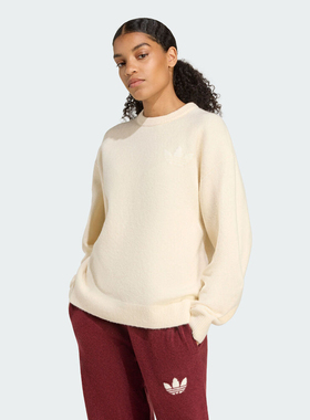 优购adidas阿迪达斯三叶草女子KNITTED SWEATER毛衣套头衫KF2339