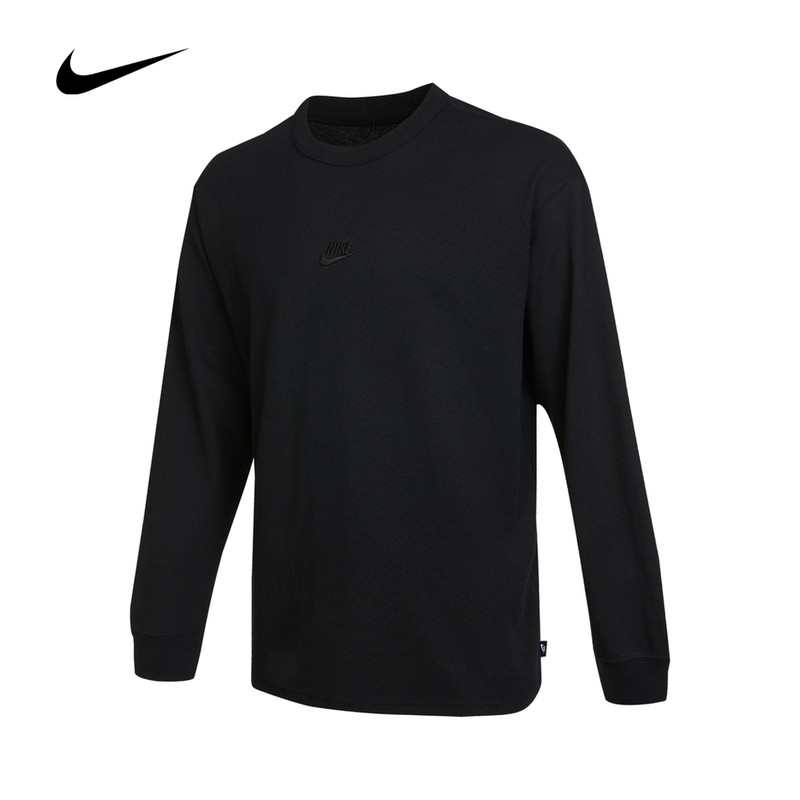 优购Nike耐克男子纯色打底休闲圆领长袖运动T恤DO7391-010