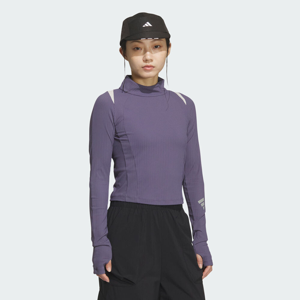 优购adidas阿迪达斯女子FOS运动休闲修身立领长袖T恤KS0062