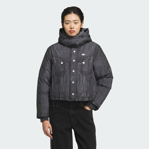 adidas阿迪达斯三叶草女子运动休闲保暖做旧连帽羽绒服外套KC2634