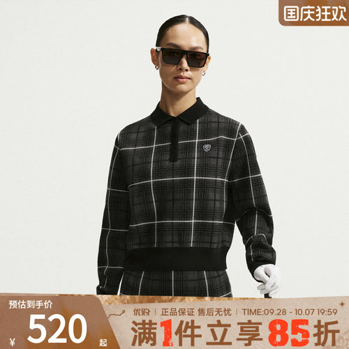 NIKE耐克女子AS NK FF PLAID LS POLO运动休闲长袖T恤IQ2694-010