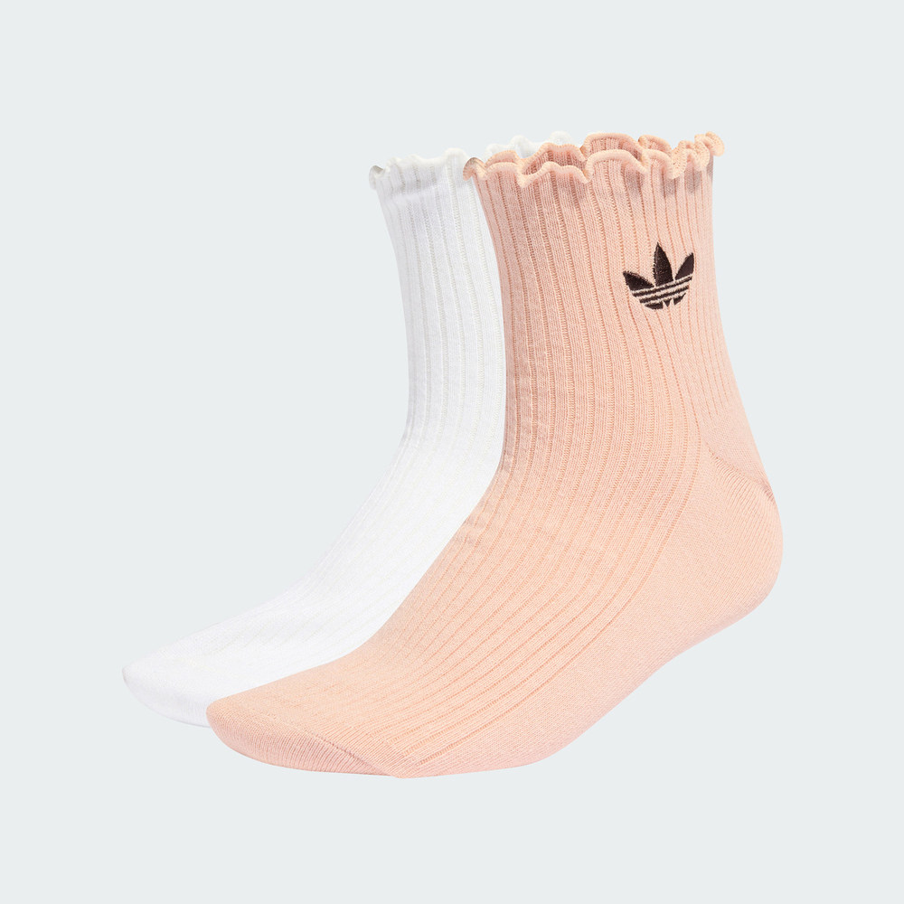 优购adidas阿迪达斯三叶草男女RUFFLE 1/4 S 2P休闲袜子KD8369