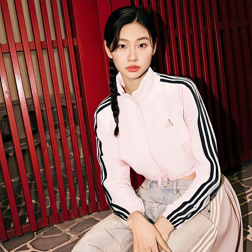 优购adidas阿迪达斯女子三条纹运动训练休闲立领夹克外套KC0174