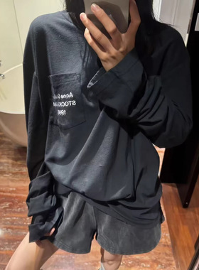 26Ac家新款系列口袋徽标印花圆领长袖T恤宽松 现货