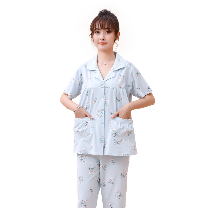休闲甜美风两件套开衫女士睡衣