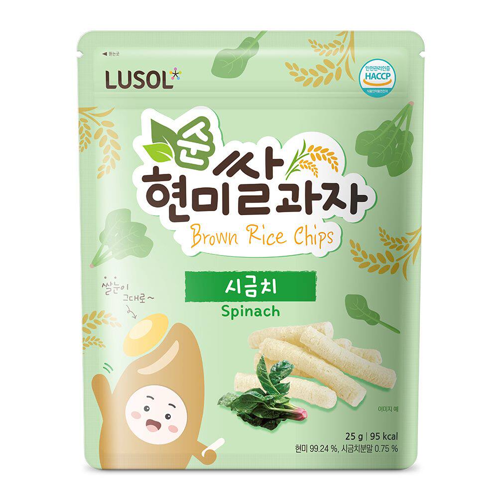 LUSOL 进口韩国天然糙米片菠菜风味25克婴幼儿健康非油炸饭后零食
