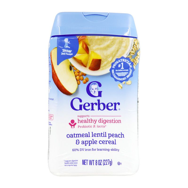 Gerber嘉宝 水蜜桃苹果燕麦益生菌米粉米糊6月+辅食补钙铁锌227克