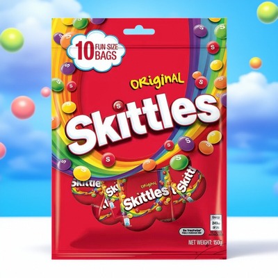 香港代购 进口港版Skittles彩虹糖原味果汁糖10小包独立包装150g