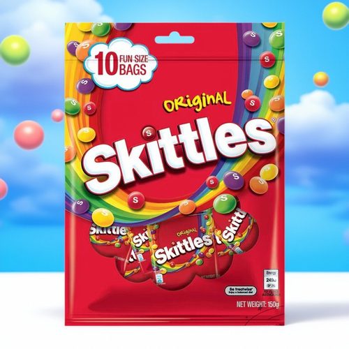 香港代购 进口港版Skittles彩虹糖原味果汁糖10小包独立包装150g