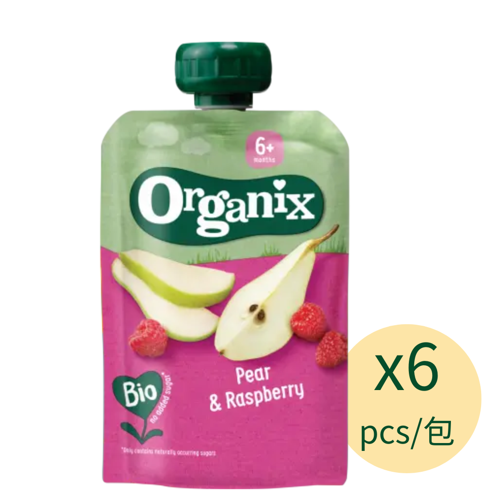 Organix 西班牙梨覆盆子果蓉100g*6包婴幼儿天然有机营养健康辅食
