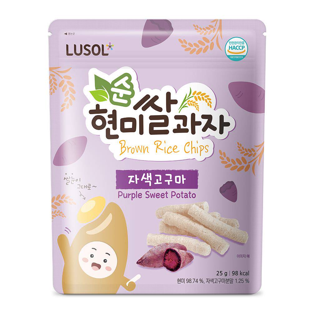 LUSOL 天然糙米饼干紫薯口味25克婴幼儿健康无添加营养糙米棒零食
