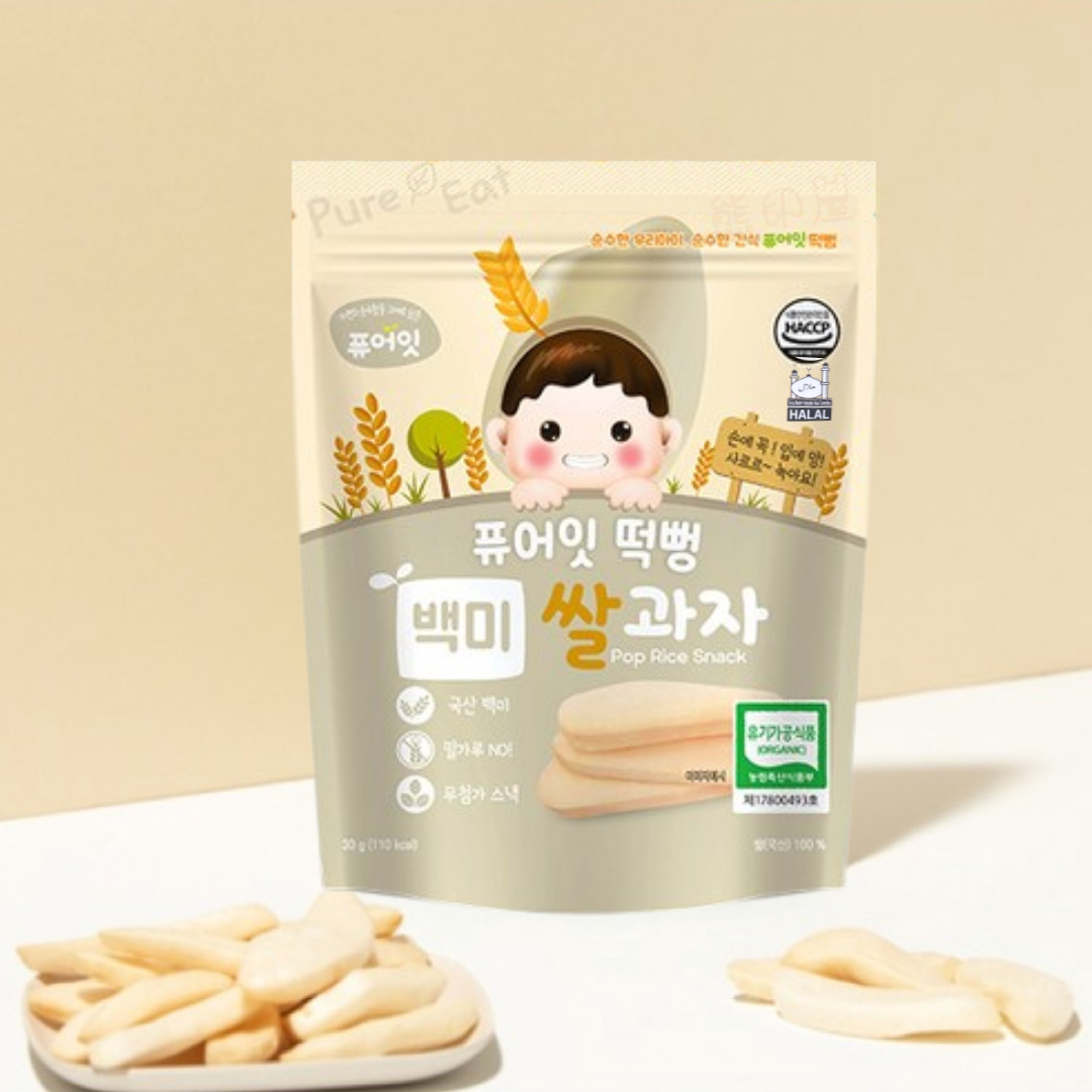 Pure Eat进口韩国幼儿有机白米米饼无添加适合7个月以上婴儿30G灰