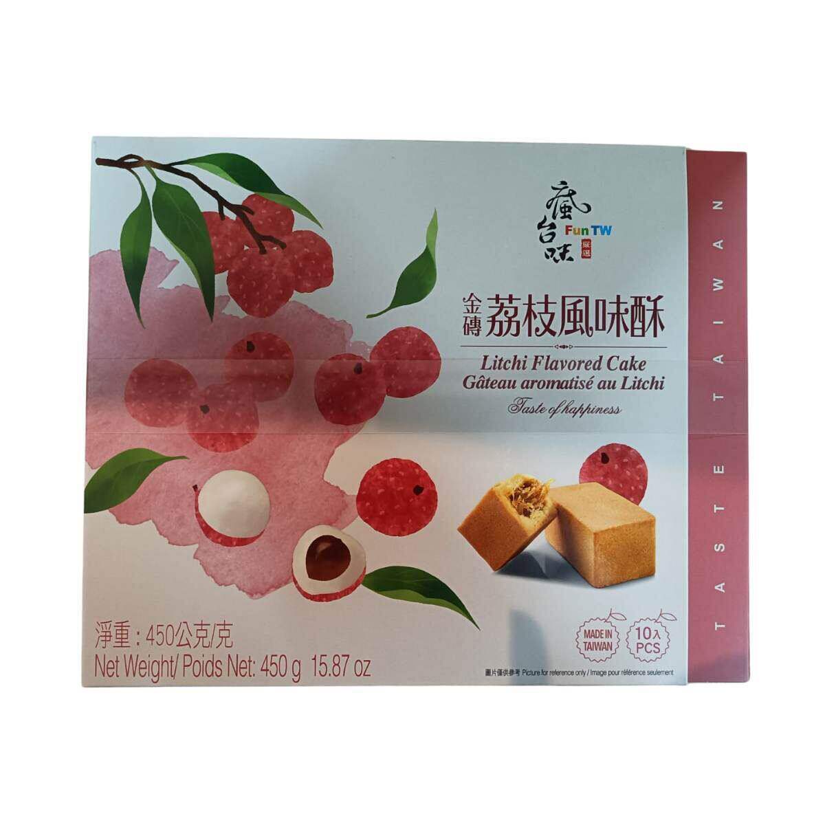 香港进口台湾疯台味金砖荔枝风味酥礼盒(10入)450g