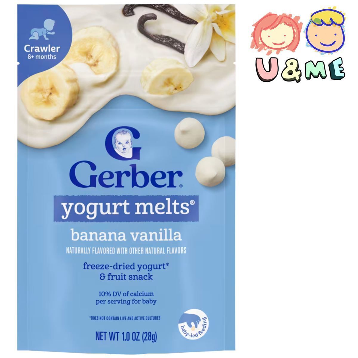 Gerber嘉宝香蕉云呢拿香草溶豆28克营养维他命乳酸菌易吞婴儿零食