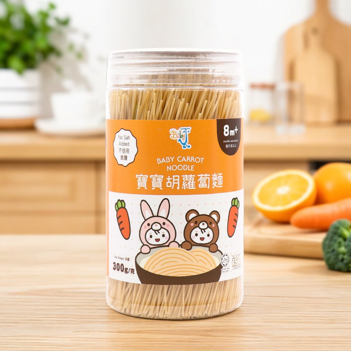 BabyJ 天然胡萝卜婴儿面300g宝宝辅食罐装婴儿辅食面食营养面条版