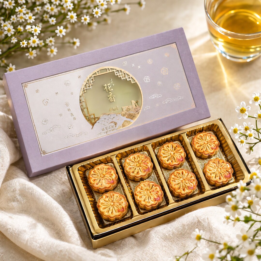 恒香 黑芝麻奶黄流心月饼8件装送礼礼盒装高端品质精美包装香港版