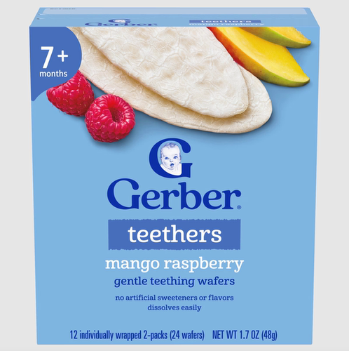 Gerber嘉宝 磨牙米饼芒果树莓味48g宝宝7个月+营养有机磨牙小零食
