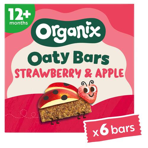 Organix 草莓苹果有机12月+幼儿软燕麦棒6x23g营养全麦燕麦棒饼干