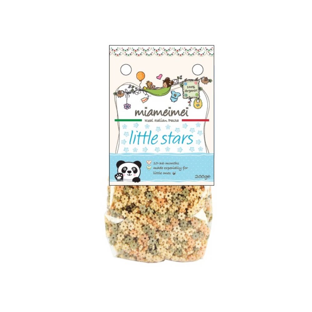 miameimei进口有机幼儿迷你星星意粉10个月+营养蛋白质素食者200g