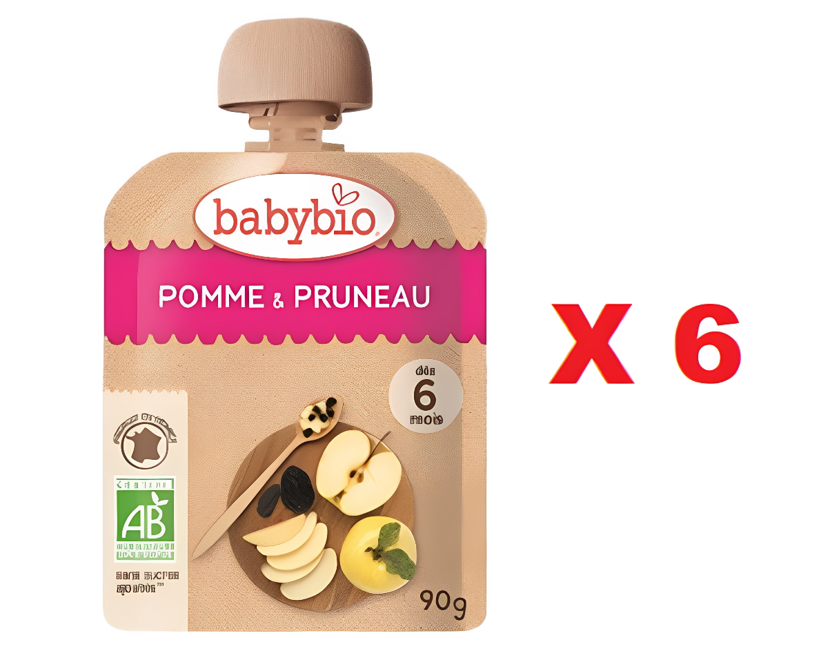babybio 法国婴儿宝宝有机西梅苹果90克X6件天然营养促进肠胃蠕动