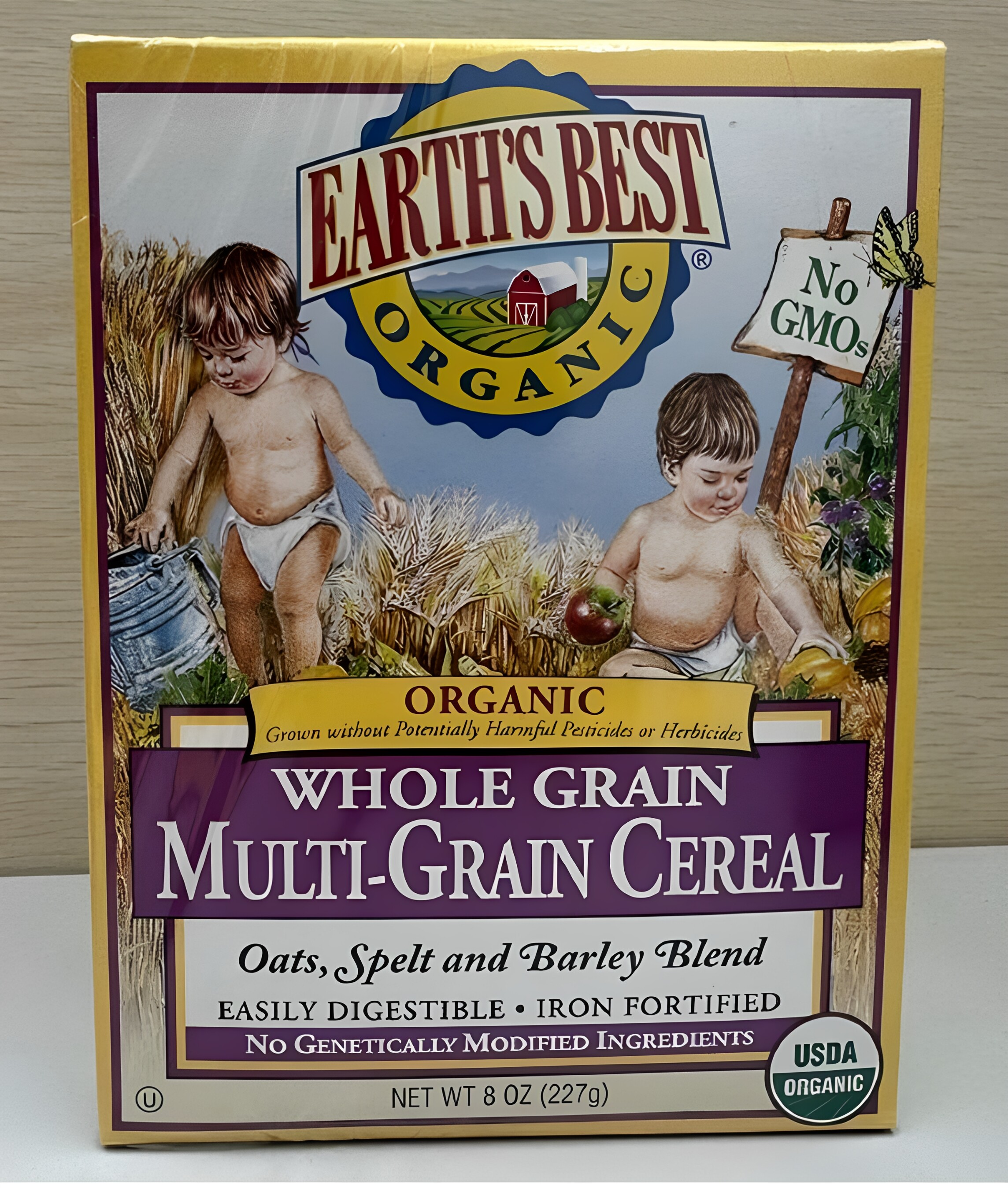EARTH'S BEST有机全麦多种谷物麦片227g婴儿有机营养麦片搭配母乳