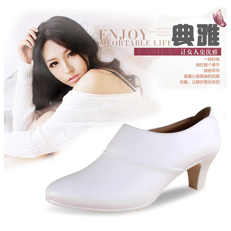 正品配发07海军制式校尉女士白皮鞋真皮婚礼鞋职业正装中高跟皮鞋在类目 女鞋, 低帮鞋中 - 来自Buy2taobao.com提供专业的淘宝代购服务