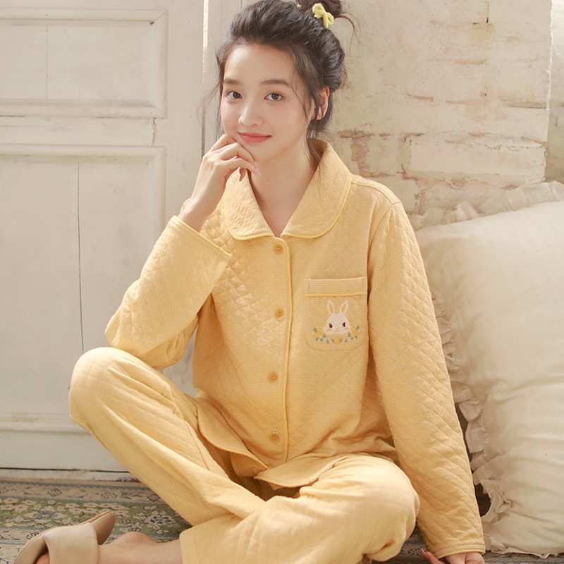 女款薄夹棉家居服，舒适透气保暖