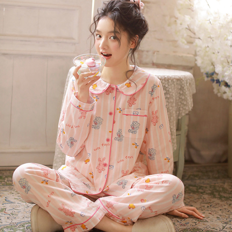 女款春季薄款睡衣套装，舒适透气