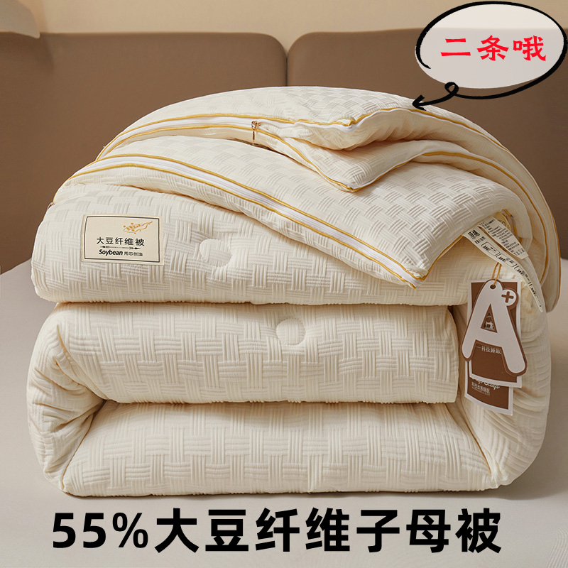 日式全棉55%大豆纤维冬被厚棉被