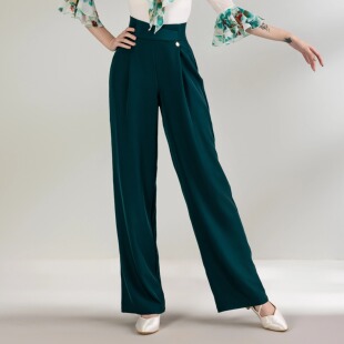 摩登新款高腰显瘦成人拉丁舞女裤跳吉特巴舞蹈长裤国标舞裤子MK01