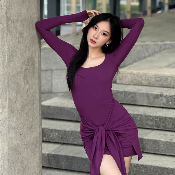 笑笑拉丁舞服练功服女新品露背跳舞连衣裙性感舞蹈网红连衣裙X16