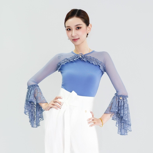 丹珍摩登舞26年新款夏季舞蹈练功服广场舞上衣百搭显瘦国标舞M62