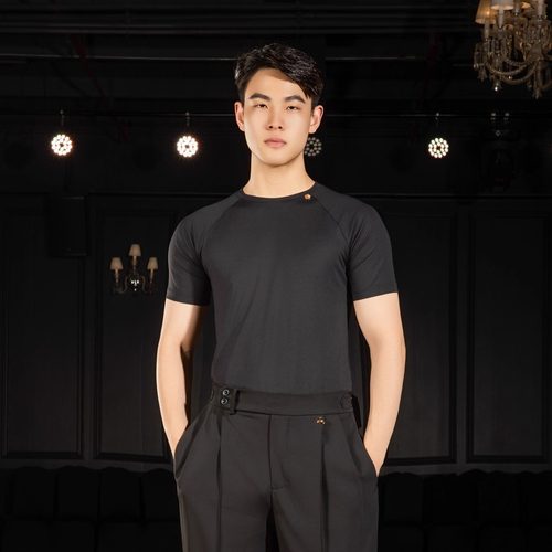 男式圆领蹈运动上衣国标舞服摩登舞成人跳舞服装SN01