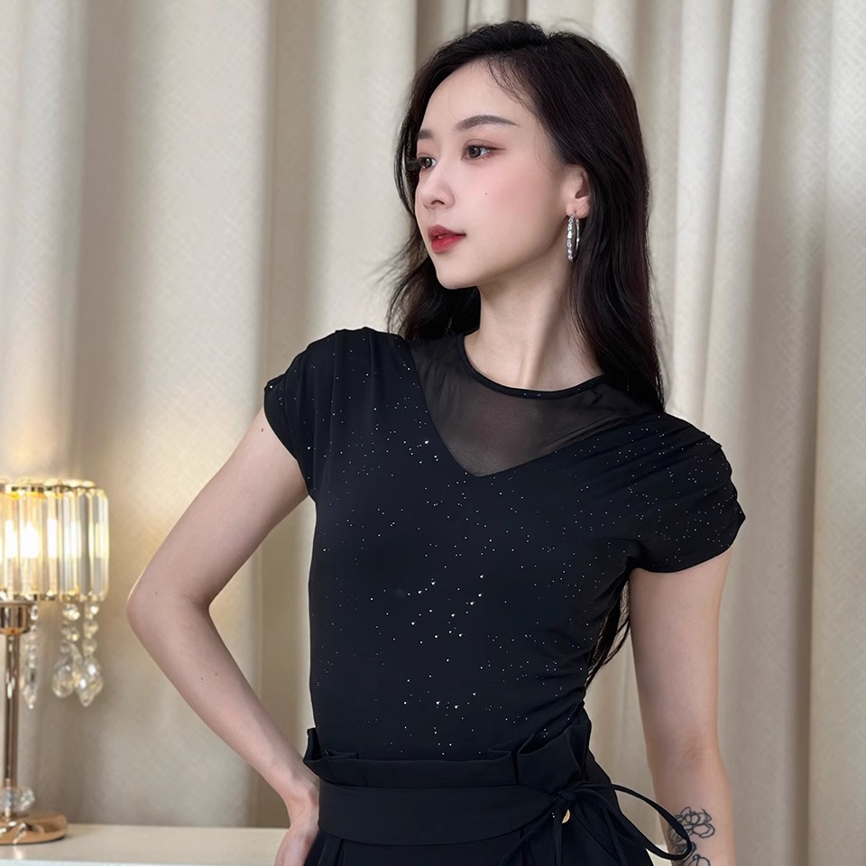 丹珍摩登舞蹈服女新款国标舞服摩登上衣吉特巴交谊舞双人舞服M6-1