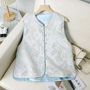 刺绣盘扣马夹女装 2025新款 马甲中式 国风提花坎肩背心春秋唐装 时尚