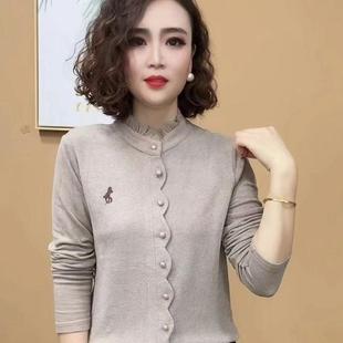 套头打底衫 妈妈冬季 气质百搭长袖 时尚 减龄女士加绒妈妈上衣 新品