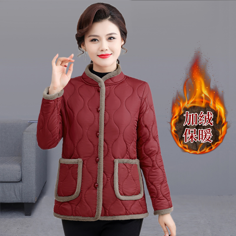 中年女装短款棉袄冬季保暖棉服妈妈新款秋冬加绒加厚棉衣外套时尚