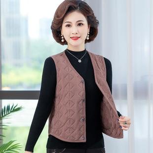 舒适妈妈秋冬薄款 棉马甲女宽松显瘦德绒丝棉背心坎肩内外两穿马夹
