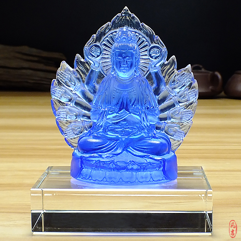工艺品琉璃办公桌小摆件千手观音佛像摆件家居饰品风水化煞小摆设