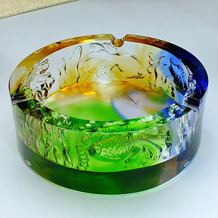 琉璃烟灰缸办公室老板酒店专用水晶材质客厅茶几摆件中式烟缸定制