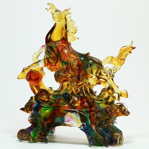 办公室摆件上档次琉璃马工艺品