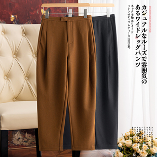 断码特价！遮胯直筒小脚裤女2024秋冬新款毛呢百搭九分裤