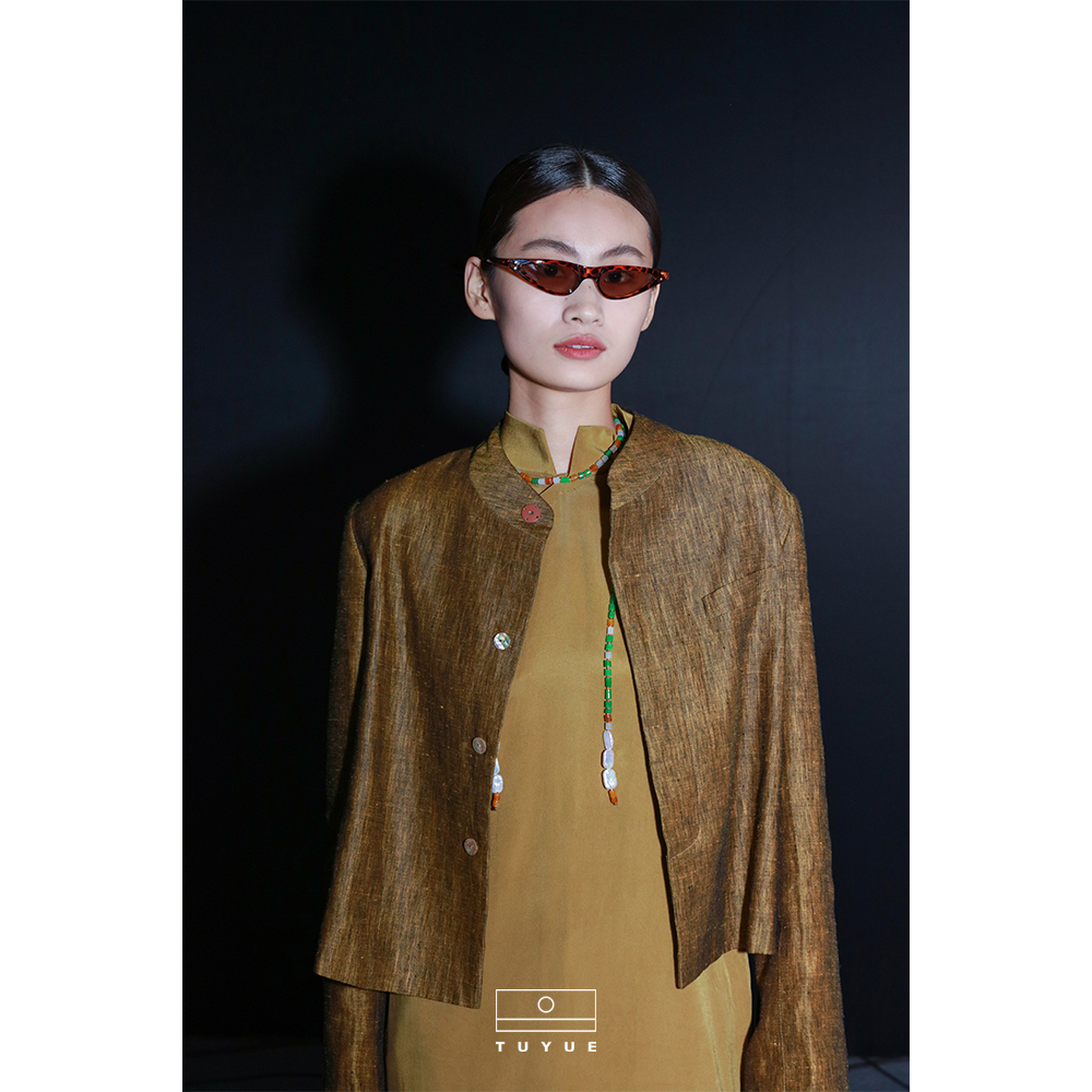 涂月常规中国风长袖亚麻西装