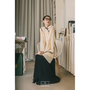 改良旗袍 TUYUE涂月 白色真丝丝绒 新中式 连衣裙 原创设计