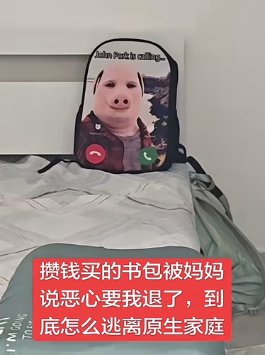 打电话表情包猎奇猪头双肩包新款轻便旅行背包piggod书包搞笑滑稽