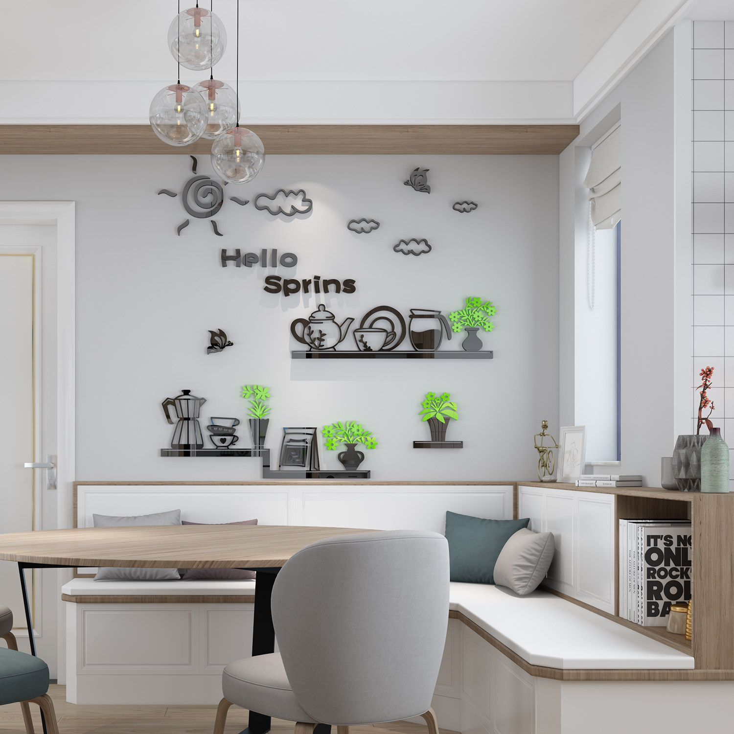 花架亚克力3d立体墙贴自粘客厅沙发电视背景墙装饰贴画餐厅简约i.