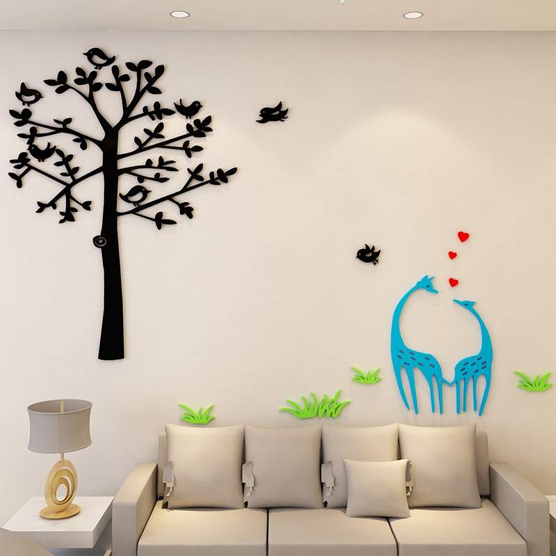 蓝色爱恋亚克力3d立体墙贴客厅卧室背景墙装饰墙贴立体家装包邮