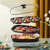 康佳 多功能锅料理烤肉锅电火锅烤炉电烤盘电炒锅烤涮一体烤肉盘