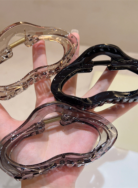 设计感云朵冰透高级感茶咖色透灰色大号抓夹气质百搭简约盘发夹女